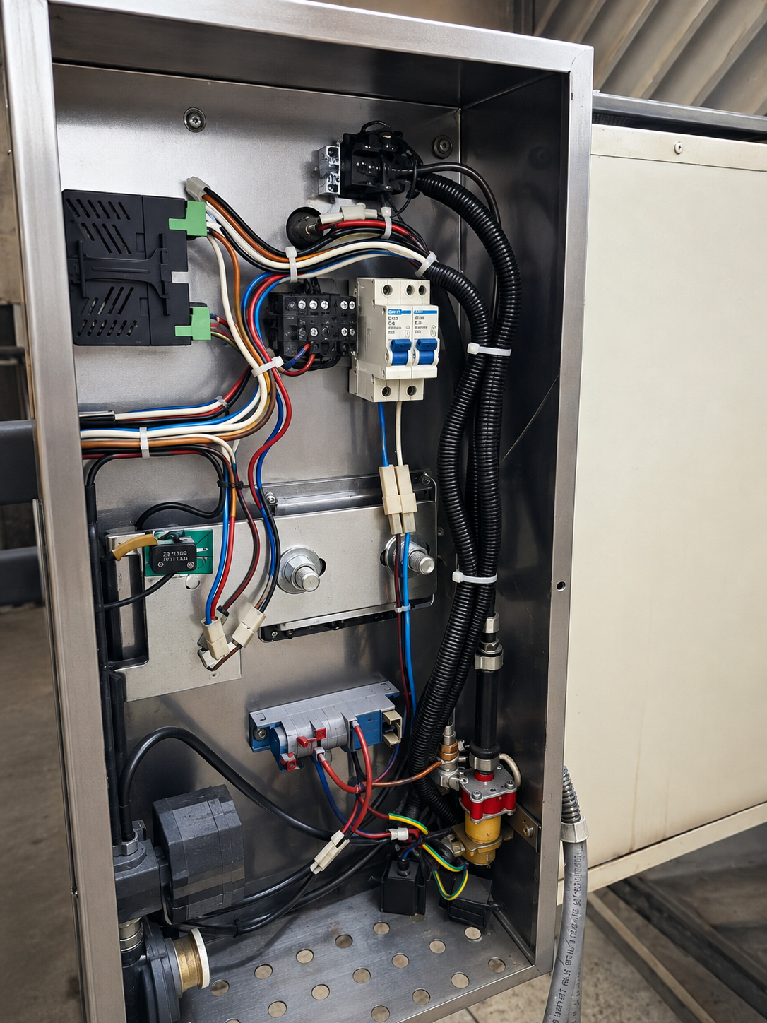 Componentes elétricos e de controle de forno industrial