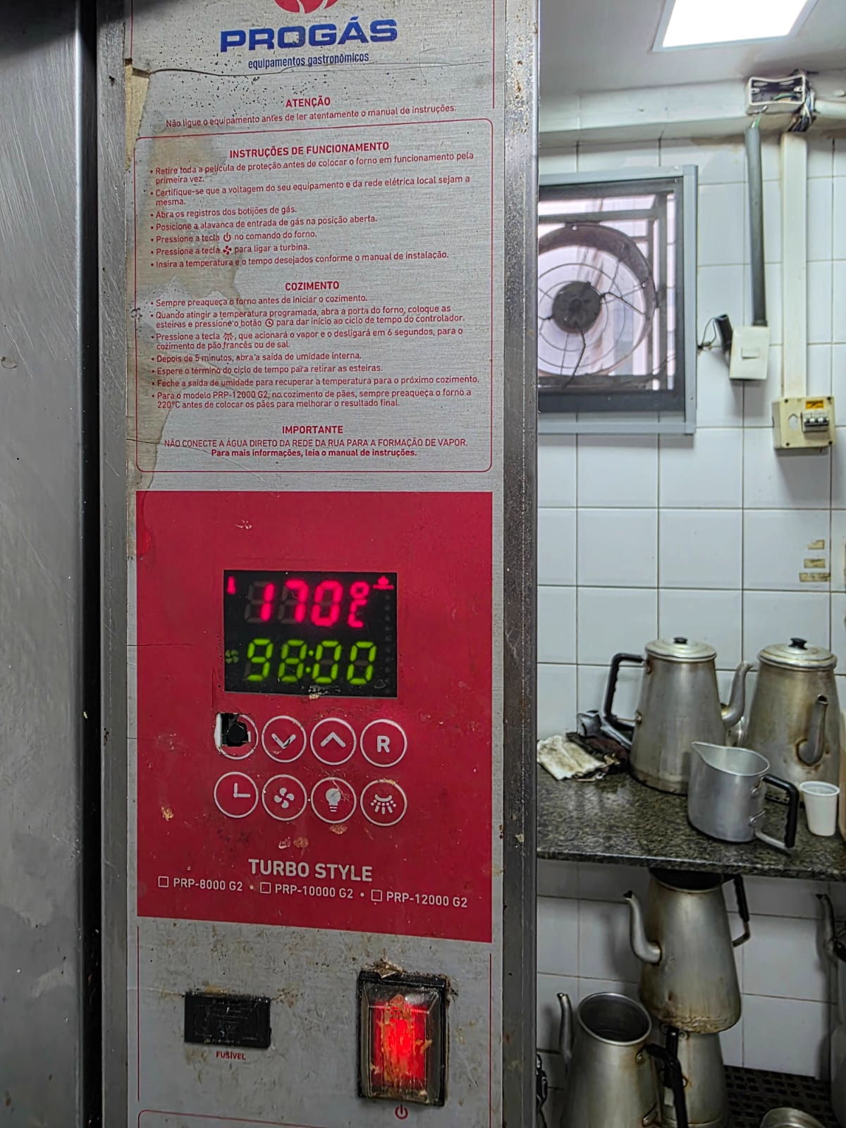 Painel de comando de forno turbo industrial